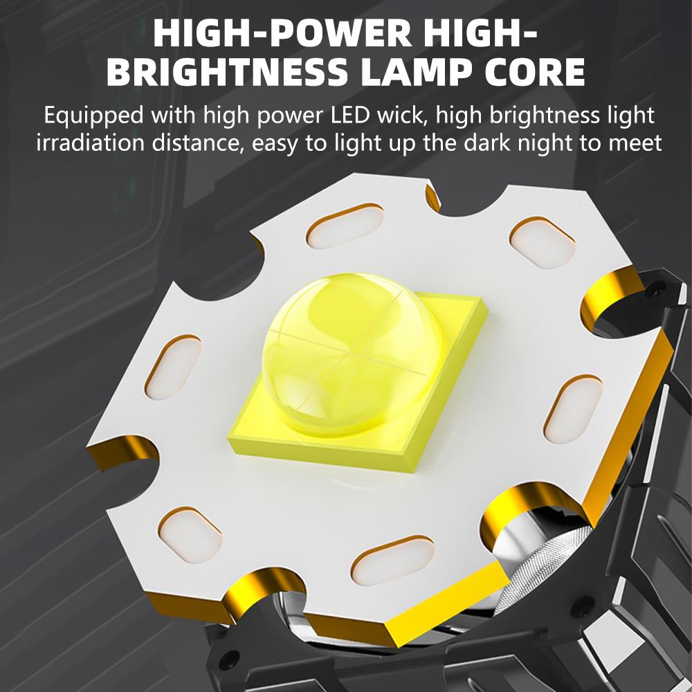 Solar Energy High Power LED Flashlight Type-C Rechargeable Strong Light Lamp Waterproof For Outdoor Camping Hiking