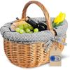 Wicker Basket - CREATIVE HOME - Grey Brown Polka Dot Wicker - 43×32×37 Cm - Removable Strings - Made In EU