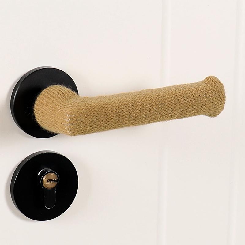 Room Door Handle Cover Warmer Door Handle Protector Anti-Slip Wear-Resistant Silent Thickened Chair Leg Socks Knit Door Decor