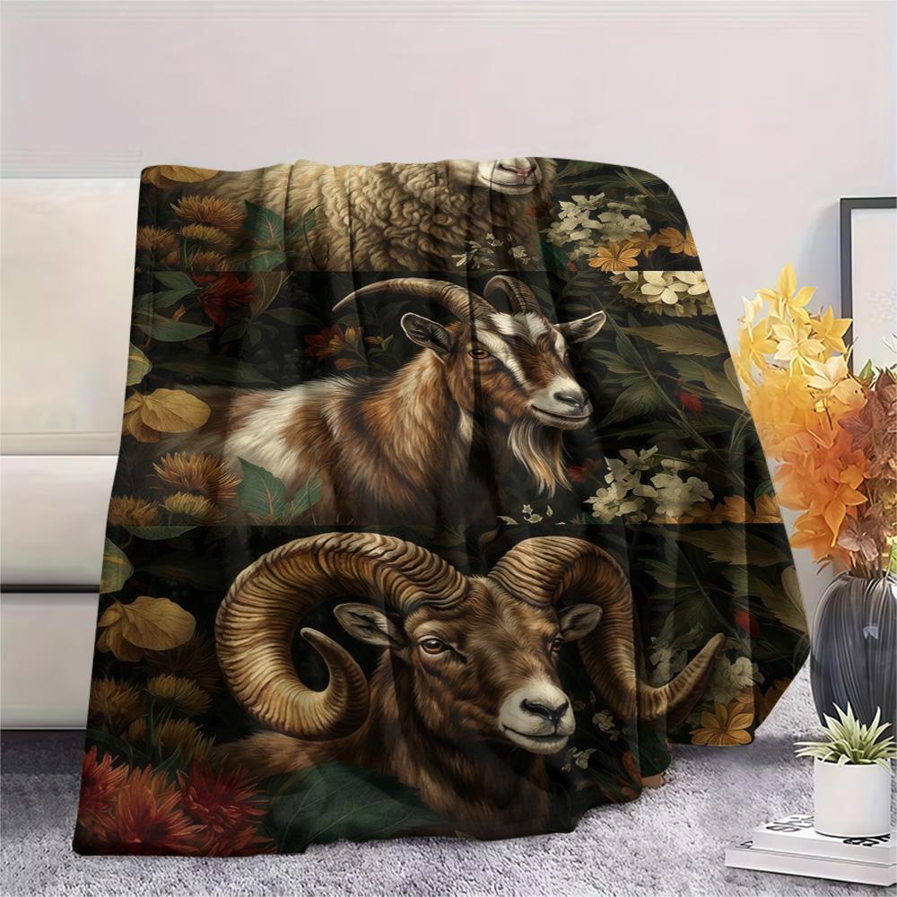 1 ks Flanelová deka s retro potiskem, Vysoce kvalitní, Pohodlná pro všechna roční období, Domácí dekorace, Teplo a pohodlí