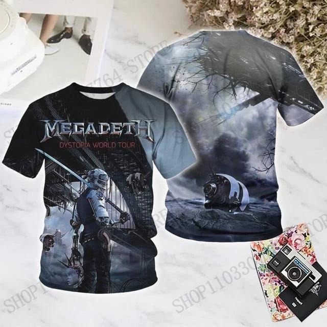 New Metal Rock Band Megadeth Skull 3d Print T-shirt Men Women Fashion Street Sports Short Sleeve Tops Tees Men Clothing Music
