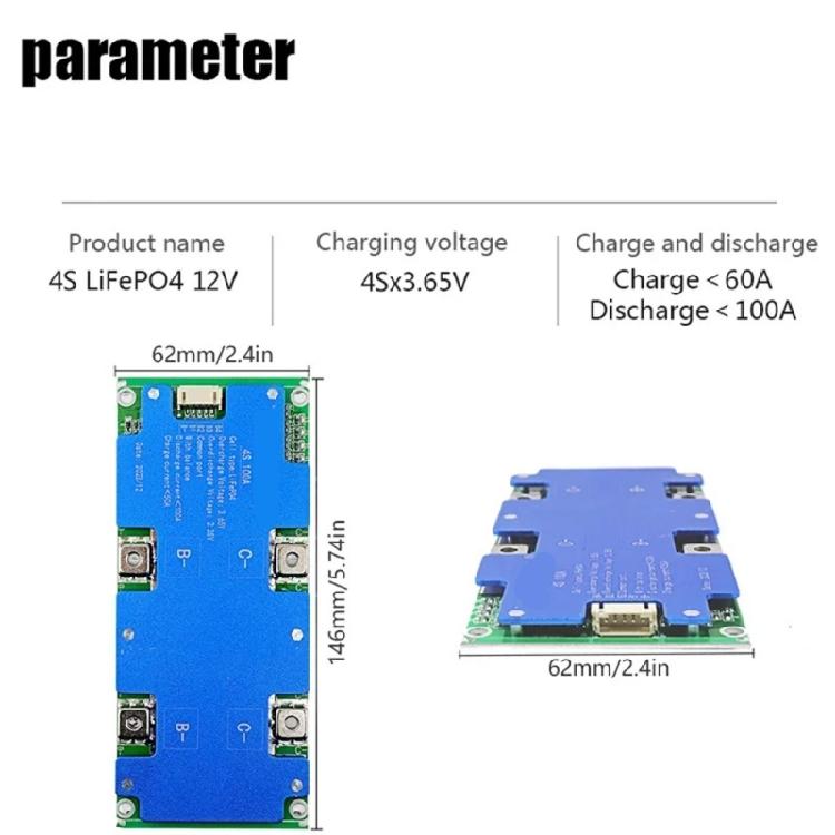 4S 12V100A Lithiums Phosphate Module Battery Balance Charge Board Low Power Consumption MultiProtection Circuit