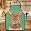 1pc, Rabbit Headscarf Patterned Apron, Reusable, Suitable for Kitchen And Restaurant, Easy, Lightweight, Baking, Camping, Coffee Shop, Floral Painting