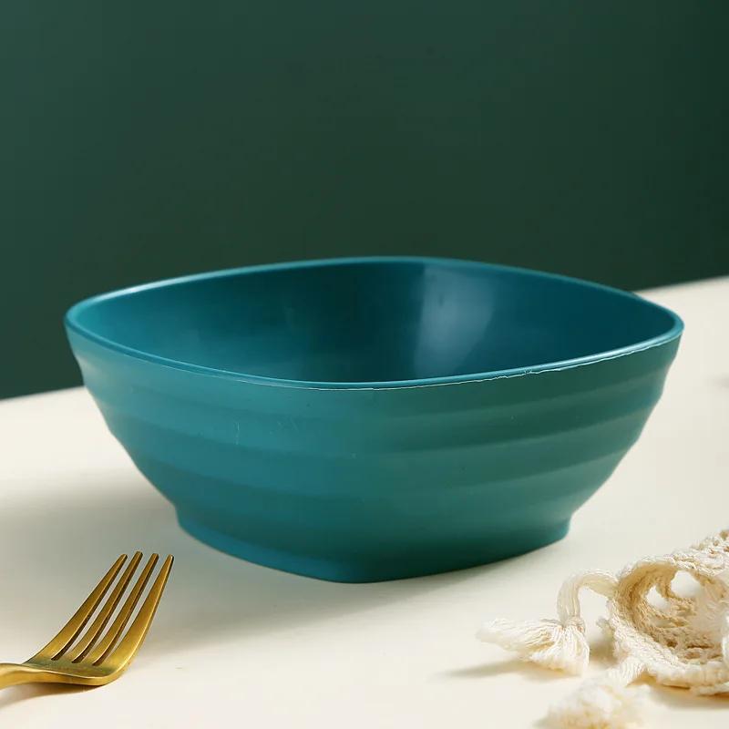 Square Wheat Straw Soup Ramen Bowls Anti-Fall Large Salad Fruit Rice Bowls Food Container Kitchen Tableware Microwave Safe