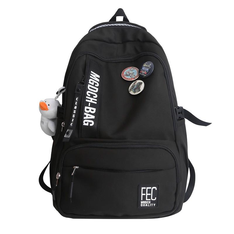 

Женский рюкзак большой емкости с буквенным принтом, студенческий водонепроницаемый школьный рюкзак, мужской дорожный рюкзак чёрный