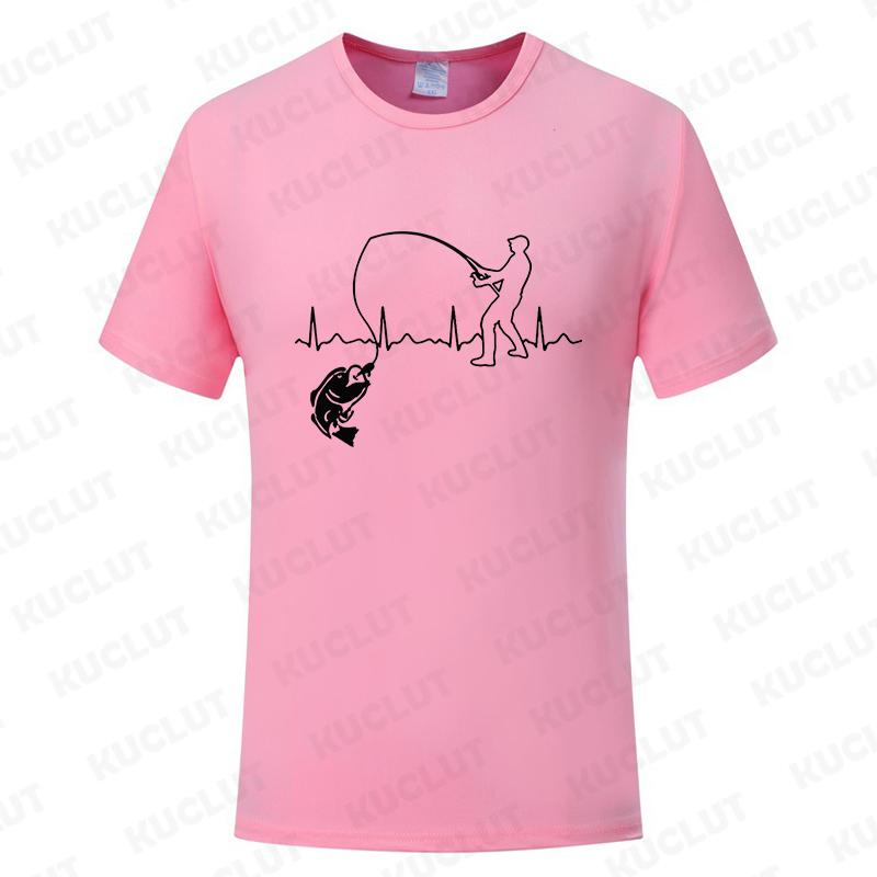 Fashion Fishing ECG T-shirt for Men Funny Design Graphic Y2k Tops Summer Short Sleeve Tees Gift for Fishing Lover Clothing