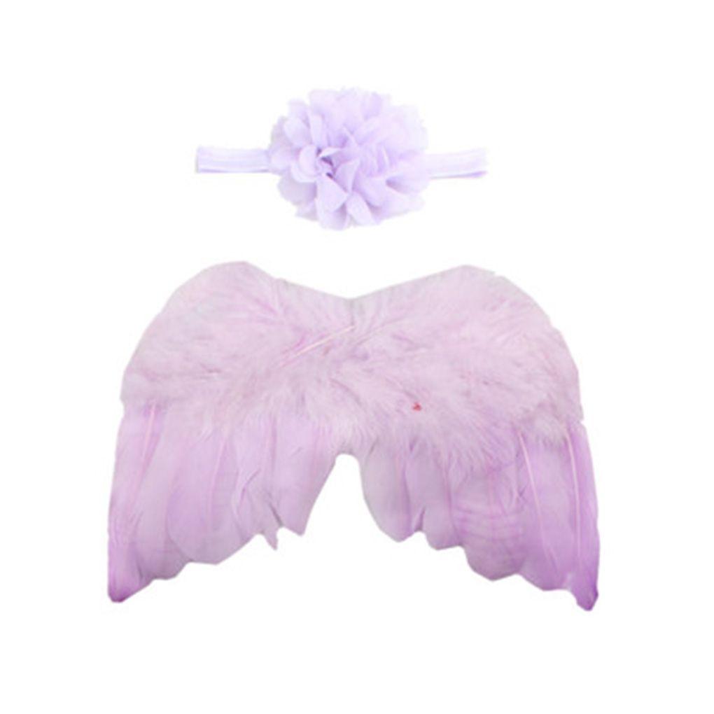 Baby Solid Color Angle Wing Headband Photograph Prop Suit Infant Clothes