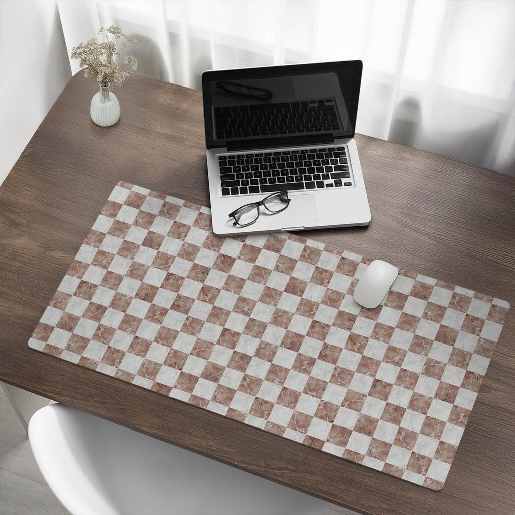 Tabletop Protective Mat with a Fashionable Marble Checkerboard Print 100x50 Cm
