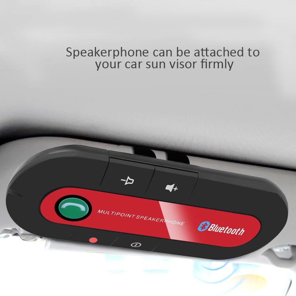 Handsfree Bluetooth Car Kit Sun Visor Clip Audio Adapter Wireless Receiver Multipoint Speaker Phone Auto Stereo Mp3 Player