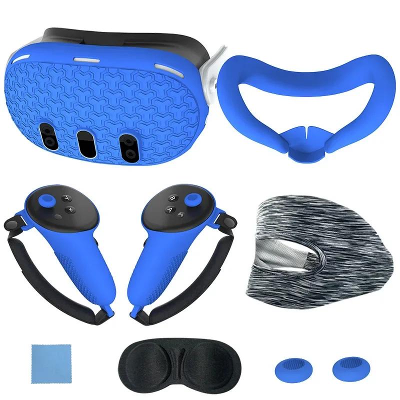 7pcs Accessories Set Controller Grips Face Cover Anti-Scratch VR Protective Cover Front Shell Cover Anti-Fall for Meta Quest 3