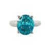 Xiancan Jewelry S925 Silver Oval Paraiba Ice Flower Cut Ring with High Carbon Diamond.
