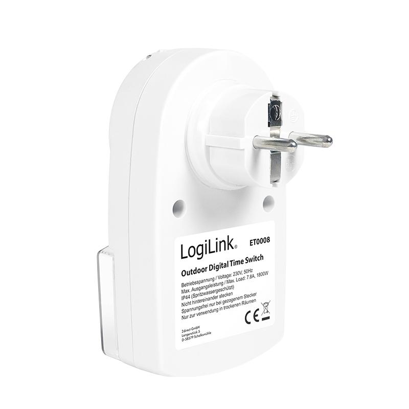 Digital outdoor timer IP44 LogiLink LCD socket programmer 20 programs