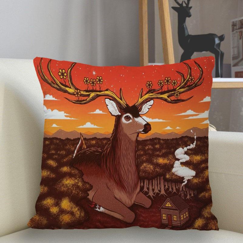 Спальня Гостиная Домашний Декор Чехол Подушка Фэнтези Олень Искусство Наволочка Квадрат 40x40cm