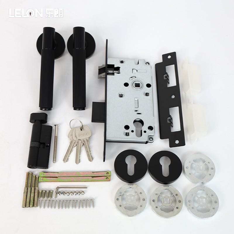 Minimalist Gold Knurled Zinc Alloy Interior Door Handle Lock