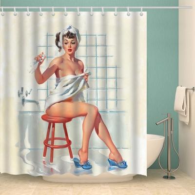 Mädchen Badezimmer Vorhang 3D Gedruckt Sexy Frau Duschvorhänge mit 12 Haken Wasserdicht Polyester Duschvorhang Wasserdicht