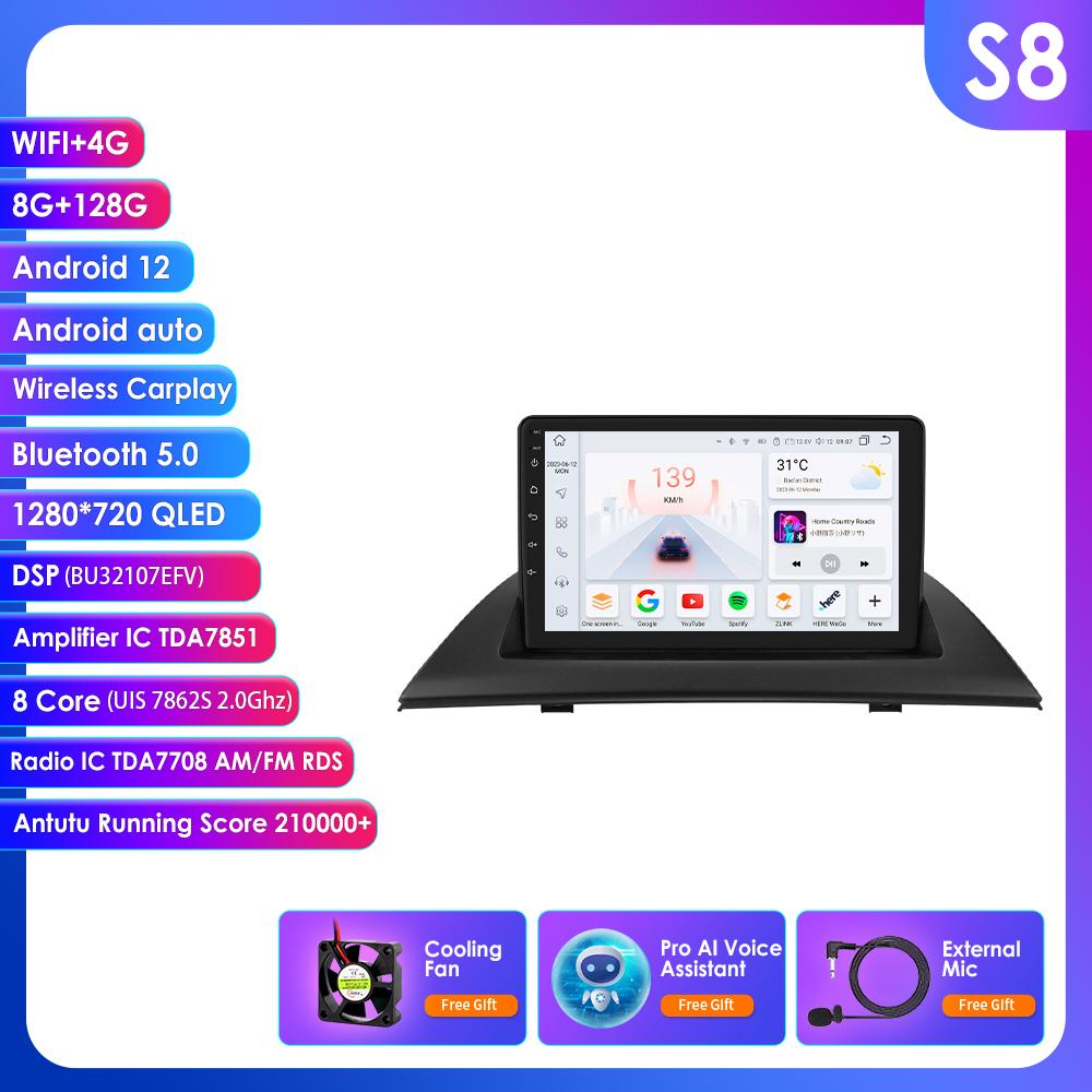 

OSSURET 9 7862 Автомагнитола Carplay Android Auto Для BMW X3 E83 2004 -2012 мультимедийный плеер GPS навигация Стерео 4G Автомагнитола 2din QLED Интеллектуальный экран S8 8Core 8G 128G AI