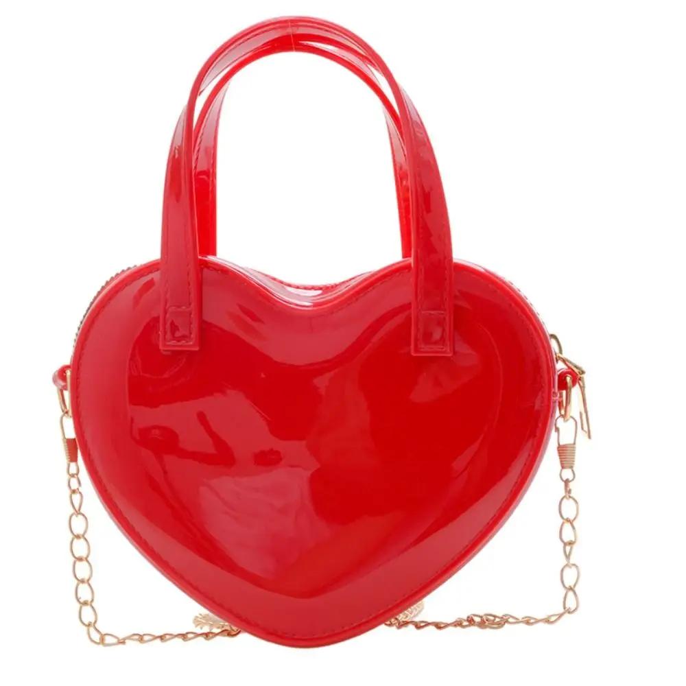Women's New Mini Crossbody Chain Shoulder Bag Fashion Love Shape Candy Color Jelly Single Shoulder Bag Handbag Women's Satchel