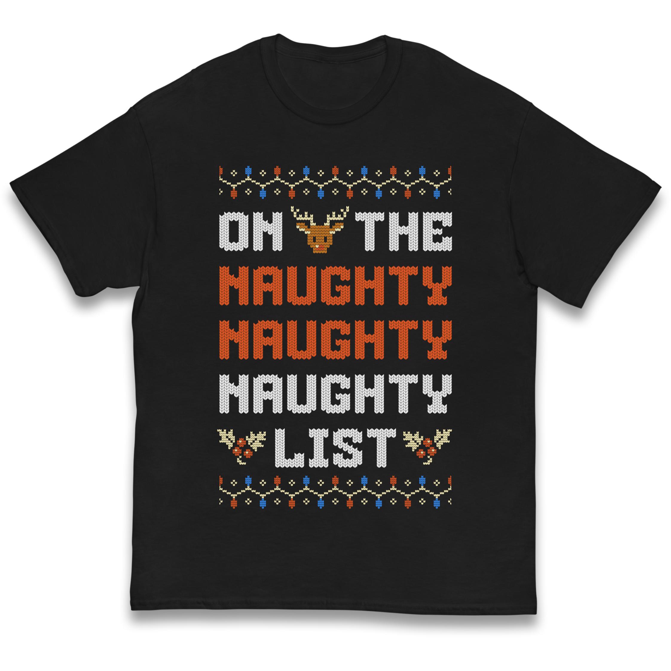 On The Naughty Naughty Naughty List Christmas Kids T-Shirt 110