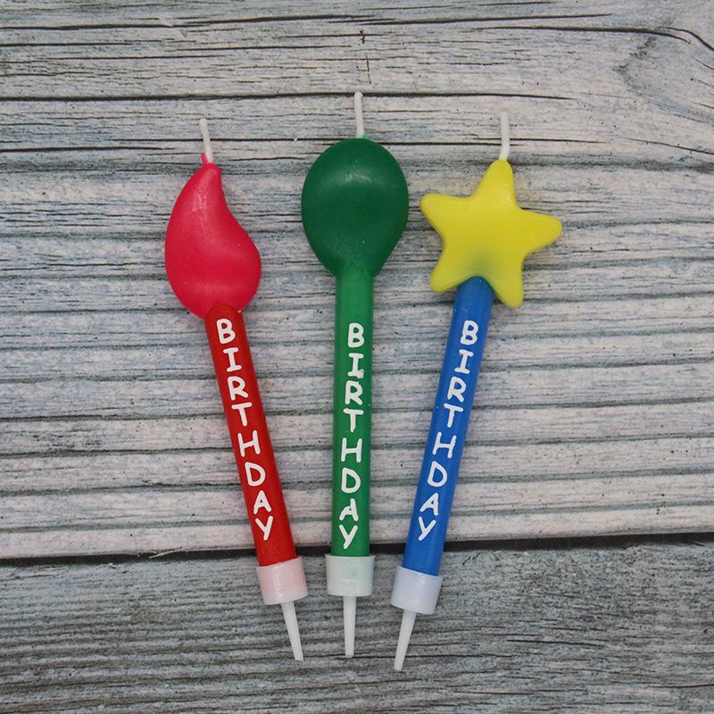New Product 3 Star Balloons Flame Shape Birthday Candles Festive Party Baking Cake Decorative Candles