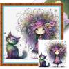 Flicka Tryckt Korsstygnskit 40x40cm DIY 11CT Broderihantverk Set Heminredning
