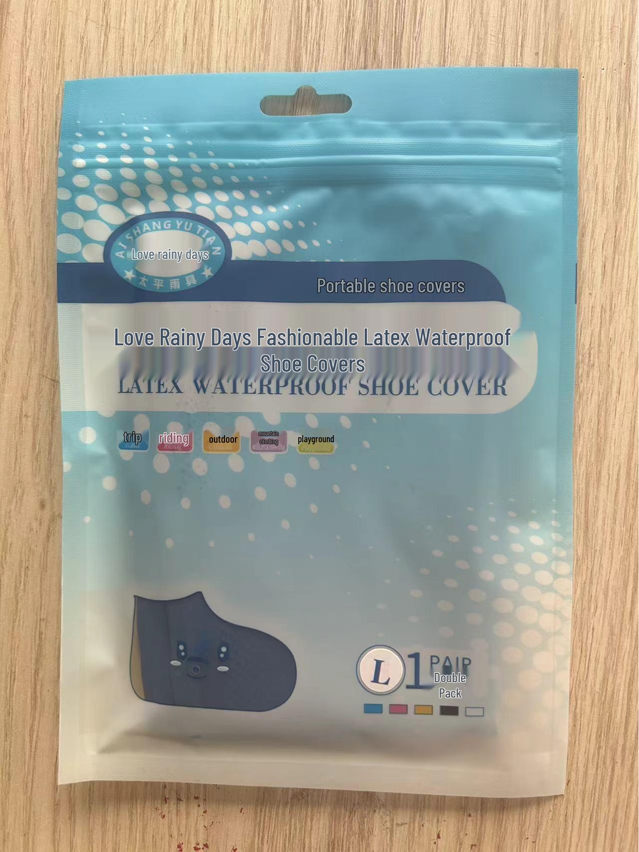 Утолщенные водонепроницаемые нескользящие латексные бахилы для мужчин и женщин: Прочные, портативные уличные резиновые сапоги синий