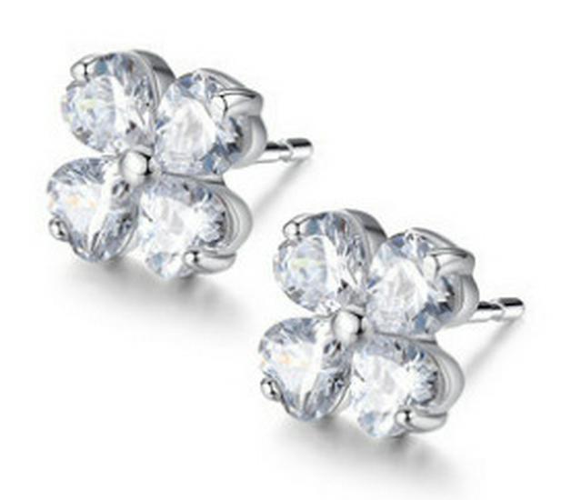 

Клевер-четырёхлистник S925 Стерлинговое серебро Циркон Клипсы для ушей - Изысканные Роскошные Женские Серьги S925 Silver