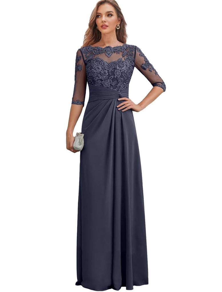 Dress European and American Chiffon Elegant Seven-quarter-sleeved Multi-color Enlarged Evening Dress Dance Dress