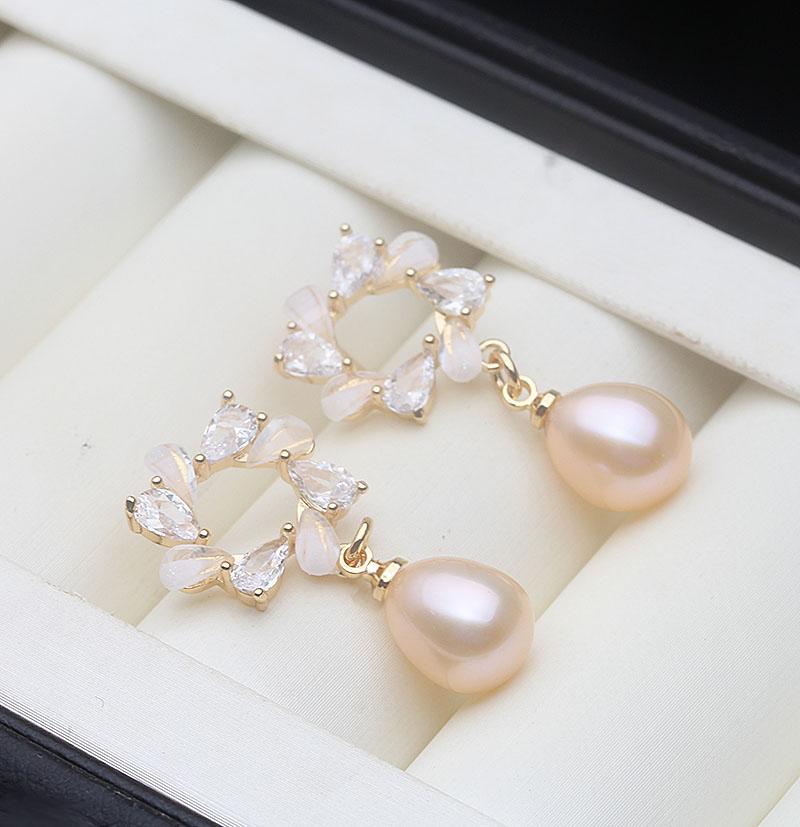 

New 925 Silver Natural Pearl Earrings Woman,Wedding Cultured Freshwater Pearl Earring White Black Anniversary Gift