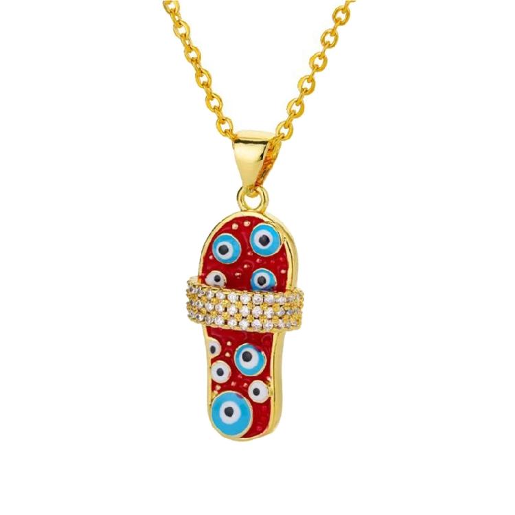 

Modern Devil Eye Alloy Necklace Glossy Zircon Pendant Daily Wear Evening Occasions Unisex Jewelry Thoughtful Present красный