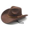 Winter minority windbreak rope suede rolled brim top hat big brim top hat cowboy hat