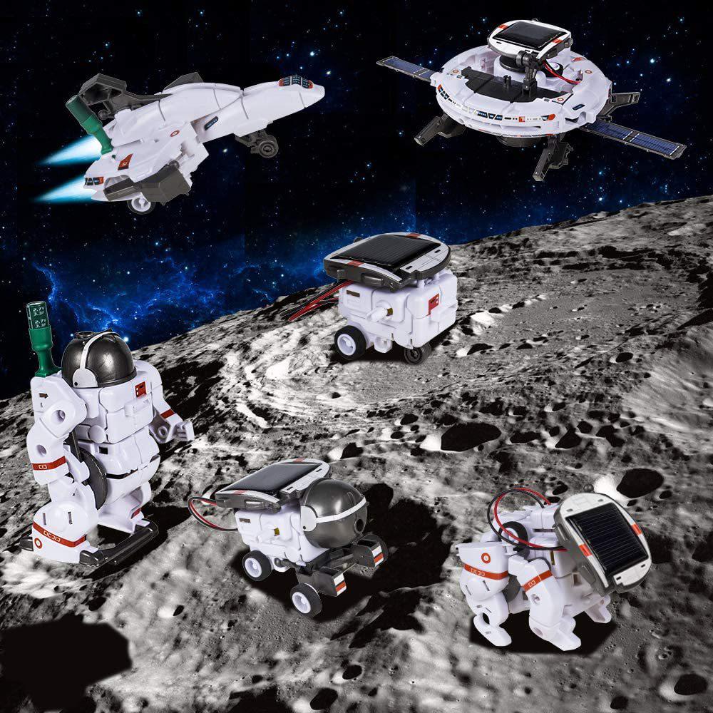 6-in-1 DIY Solar-Powered Space Building Blocks: Self-Assembled Car & Intelligent Robot Toy