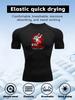 Men's Black Jiu Jitsu Print Compression T-Shirt, Quick Dry Breathable Athletic Workout Top