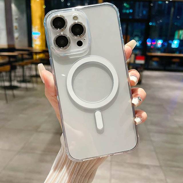 Průhledný bezdrátový nabíjecí kryt na telefon pro iPhone 14 13 12 11 Pro Max 14 Plus 14pro Max Nárazuvzdorný chránič objektivu Měkký akrylový kryt