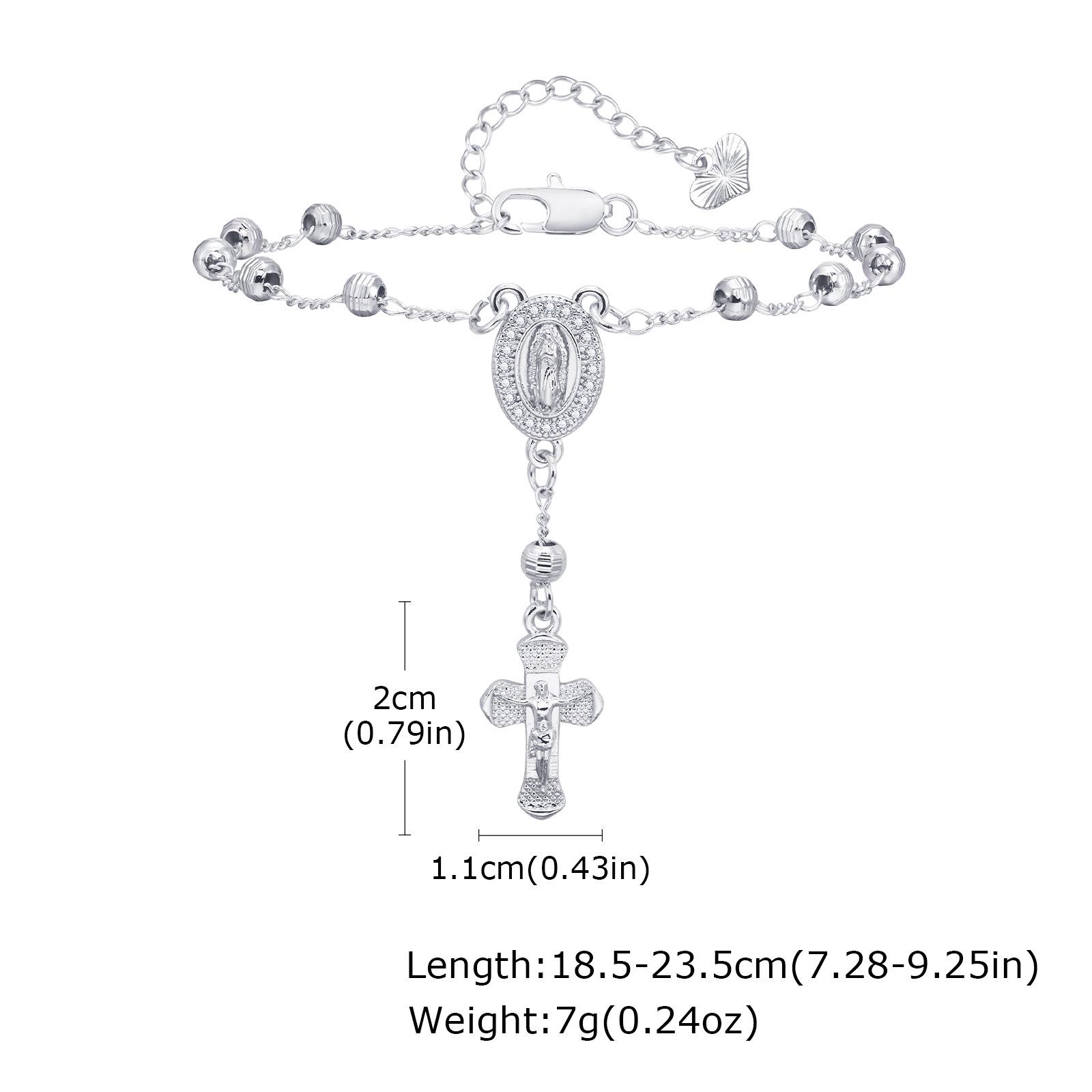 Copper Batch Bead Oval Notre Dame Cross Bracelet Pbr-128