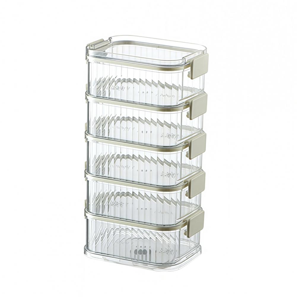 Spice Storage Box with 4/5 Compartments Leakproof Sealed Kitchen Organizer with Transparent Window for Peppercorns Chili Flakes