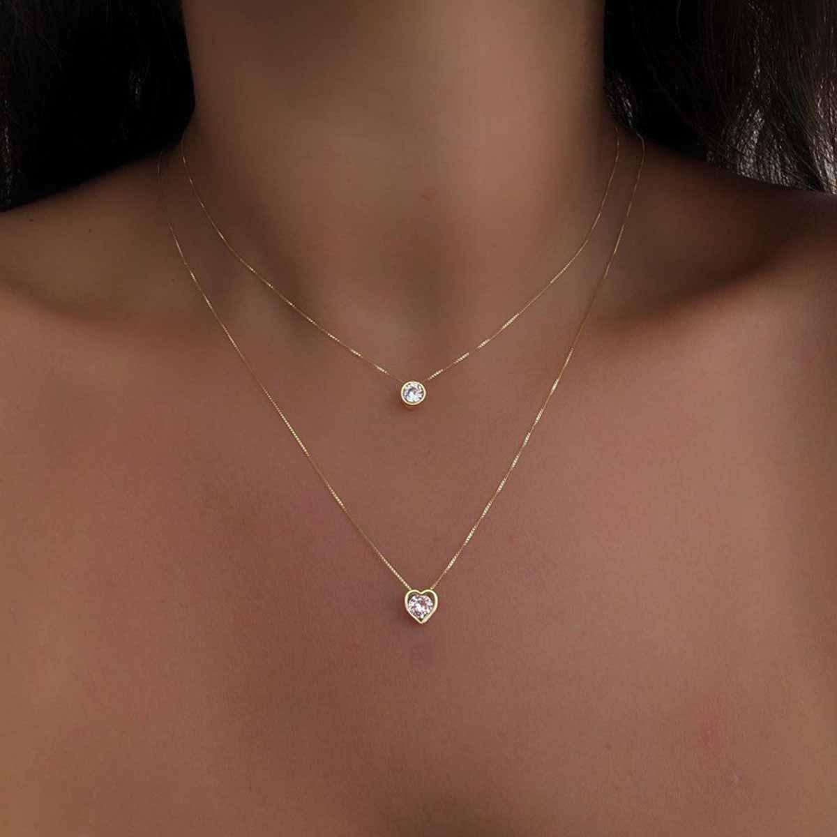 European-American Multi-Layer Heart & Water Drop Pendant Necklace for Women - Retro Versatile Clavicle Chain Jewelry. золотой