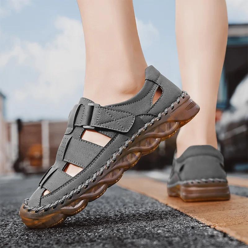 Fashion Stylish Mens Hollow Out Loafers Breathable Men Walking Sandals Handmade Flats Casual Driving Shoe All-match Men's Luxury Sandals