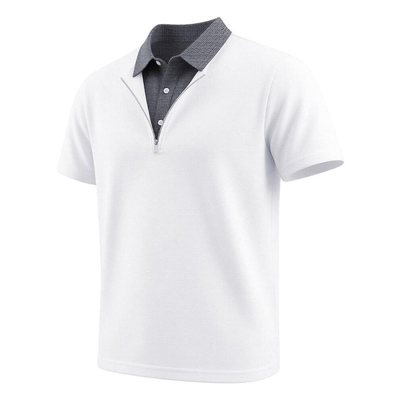 

Мужская летняя рубашка в клетку с коротким рукавом и отложным воротником, комплект из двух предметов M белый