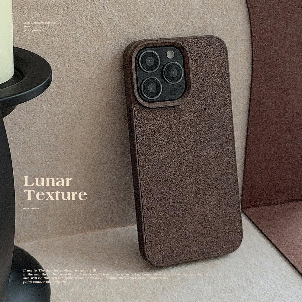 Dark Brown Moon Pit Pattern Apple 16 Mobile Phone Case 14promax Premium 11 Suitable for IPhone 13 Leather Pattern 15 Retro