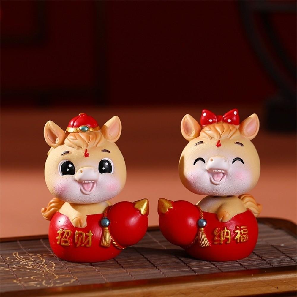 Resin Shaking Horse Ornament Cute Horse Year Mascot Festival Ornament  Office Table