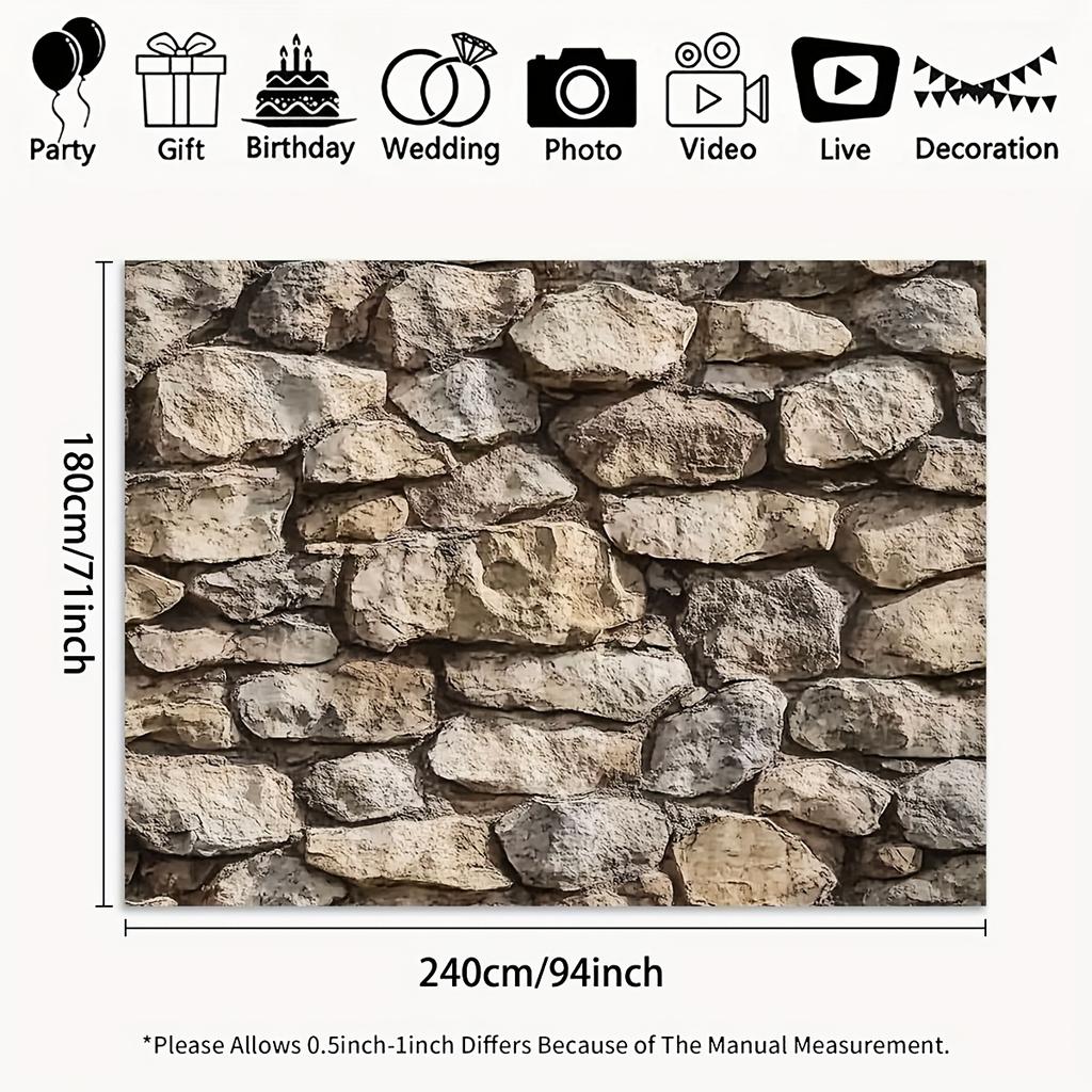 Background Banner with Background Fabric with Simple Stone Wall Themed Party Pattern, Suitable for Exterior and Interior Decoration.