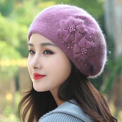 Autumn Winter Hats Korean Thick Warm Rabbit Woolen Hat Women's Knitted Hat Pearl Shell Thunder Hat