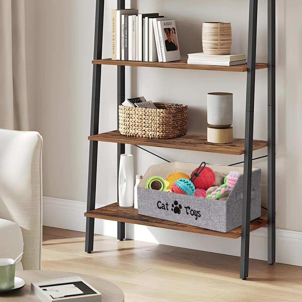 19.7 in Cat Toy Bin, Cat Toy Storage Box Kitten Toy Basket Collapsible Pet Supplies Storage Chest Holder Organizer with Handles for Organizing Dogs