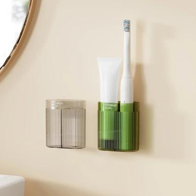 Wall-Mounted Electric Toothbrush Holder Plastic Tooth Brush Rack Razor Hook Storage Shelf Space Saving Home Bathroom Accessories