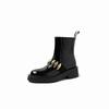 Metall Große Schnalle Plateau Leder Damen Kurzstiefel Chelsea Boots Damen Schwarz Britisch Martin Stiefel