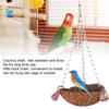 Pet Birds Toy Squirrel Coconut Shell Hanging Basket Sling with Acrylic Rings  for Parrot Hammock