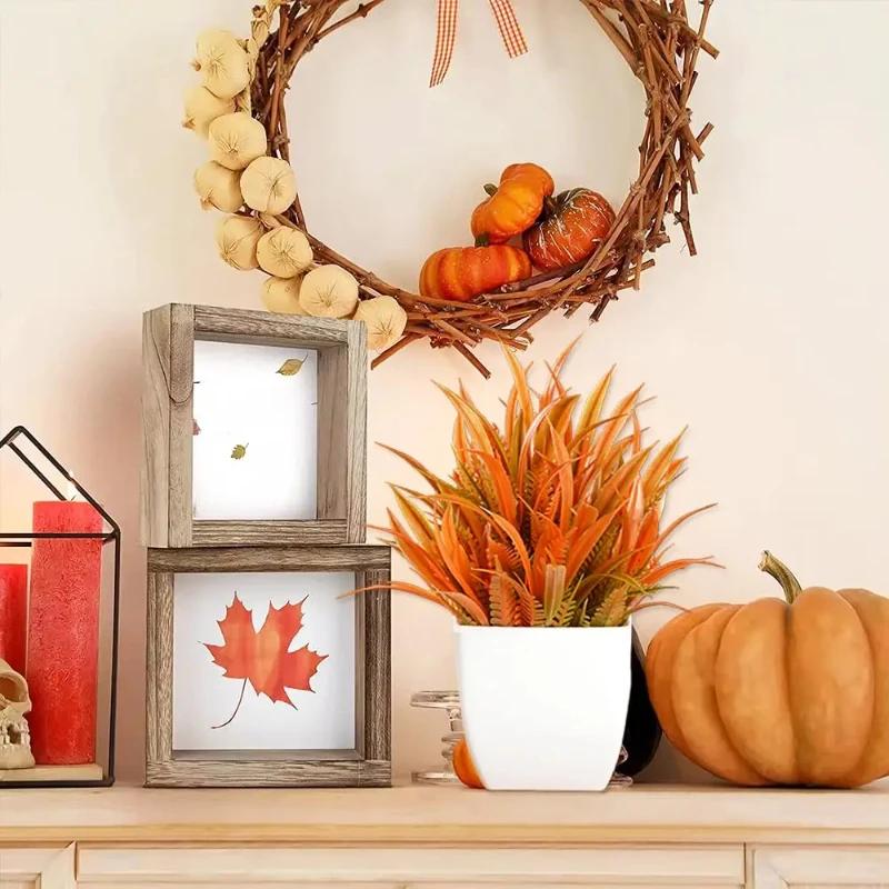 Top Quality Artificial Plants Autumn Potted Mini Ornaments Plastic Fake Flowers In Pot for Home Kitchen Room Fall Festival