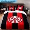 3PCS Red White Mainz Pattern Bedding Set,Including 1pc Duvet Cover And 2pcs Pillowcases Perfect for Bedroom, Dormitory, Fan Christmas Gift