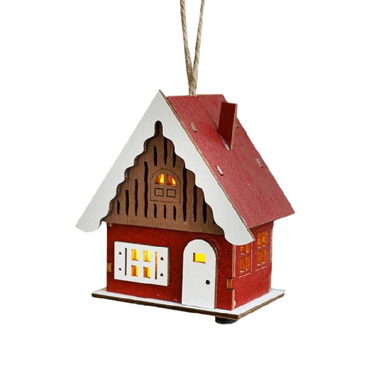 Wood Christmas Cabin with Light Elegant Christmas Village Wood Houses with Soft Lighting Indoor Decors Gift