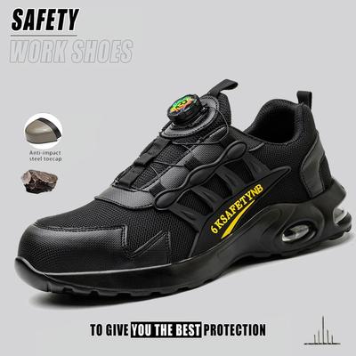 Safety Shoes Men Steel Toe Lightweight Work Sneaker Breathable Puncture-Proof Boots Protective Boots for Construction Site Black